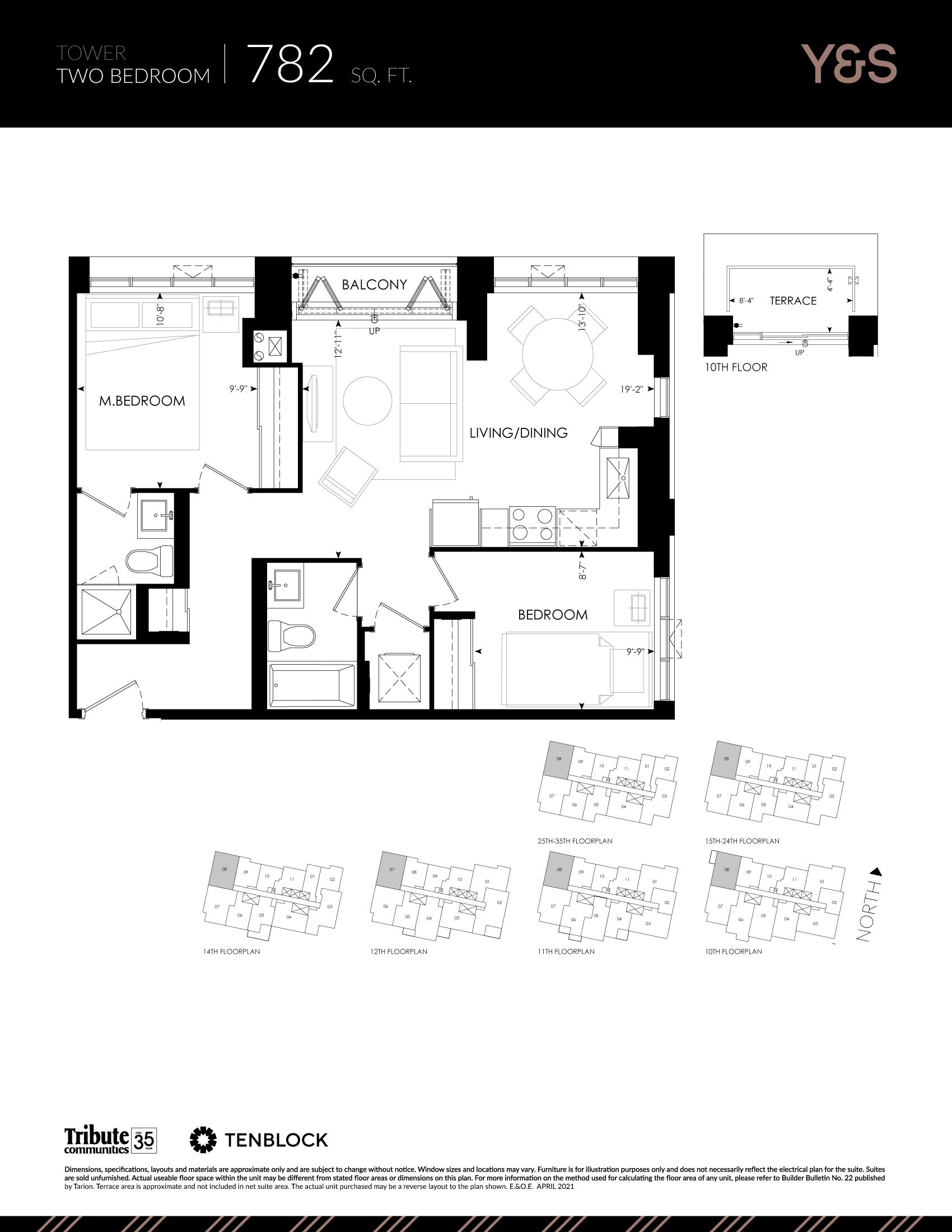 TWO BEDROOM-782 SQ. FT.